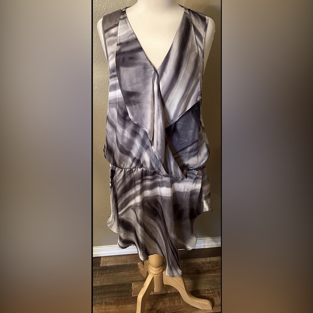 Apt. 9 Asymmetrical slinky Black and Gray Dress/long top Size L